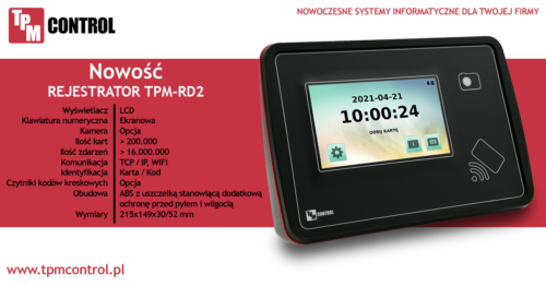 rejestrator czasu pracy z ekranem dotykowym TPM RD2